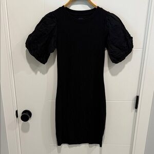 GAP Black Mini Dress with Puff Sleeves size XS